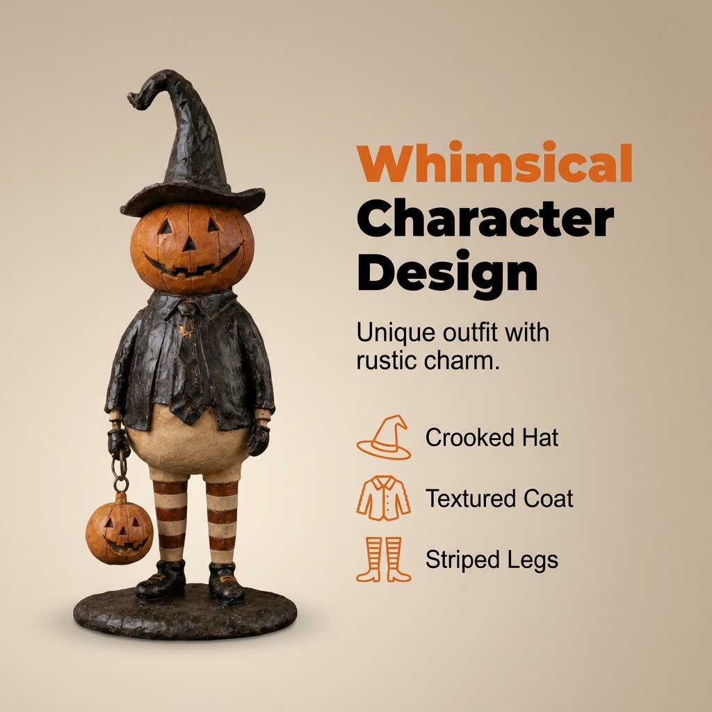 π Pumpkin Witch Lantern Halloween Statue