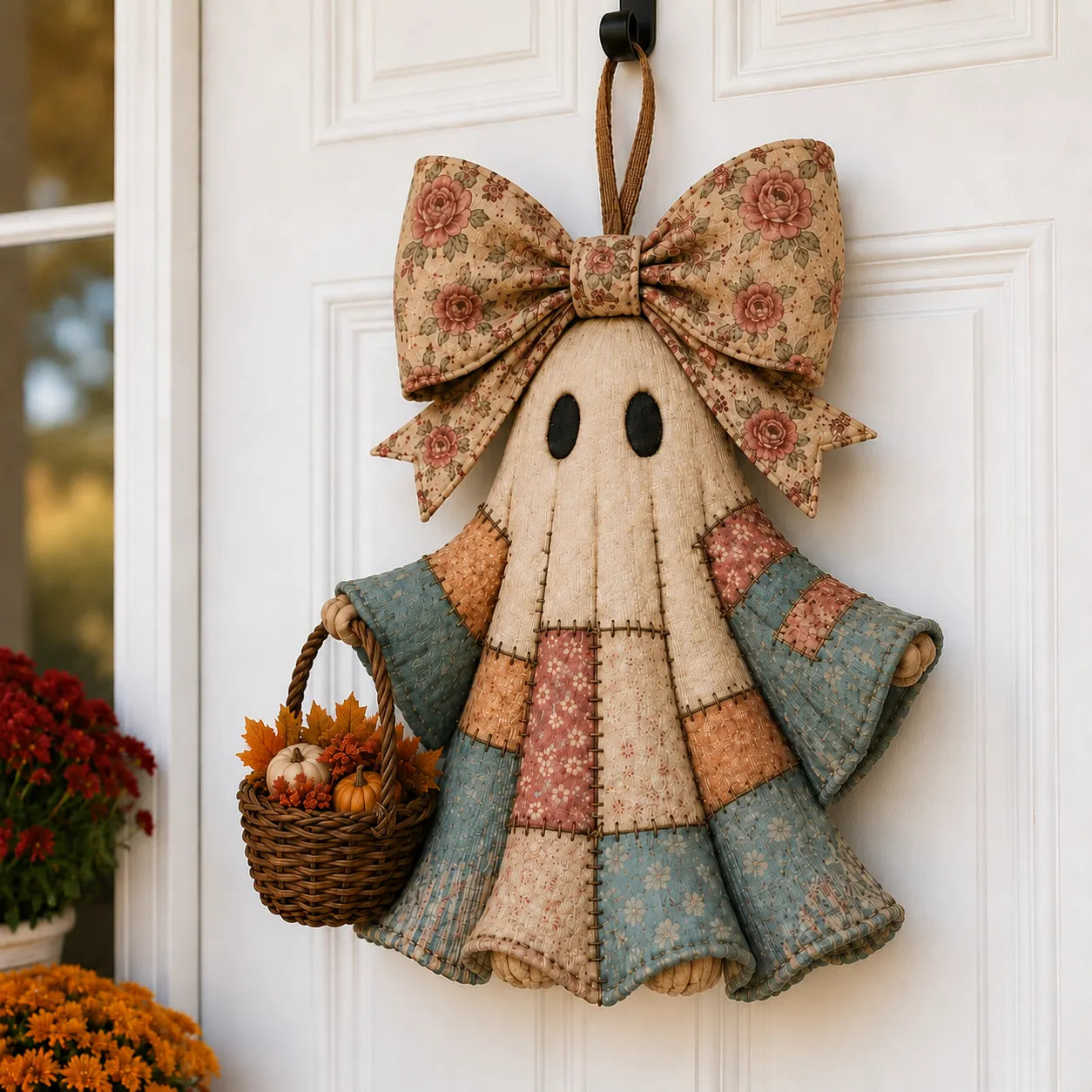 Lighted Vintage Patchwork Ghost Door Hanger