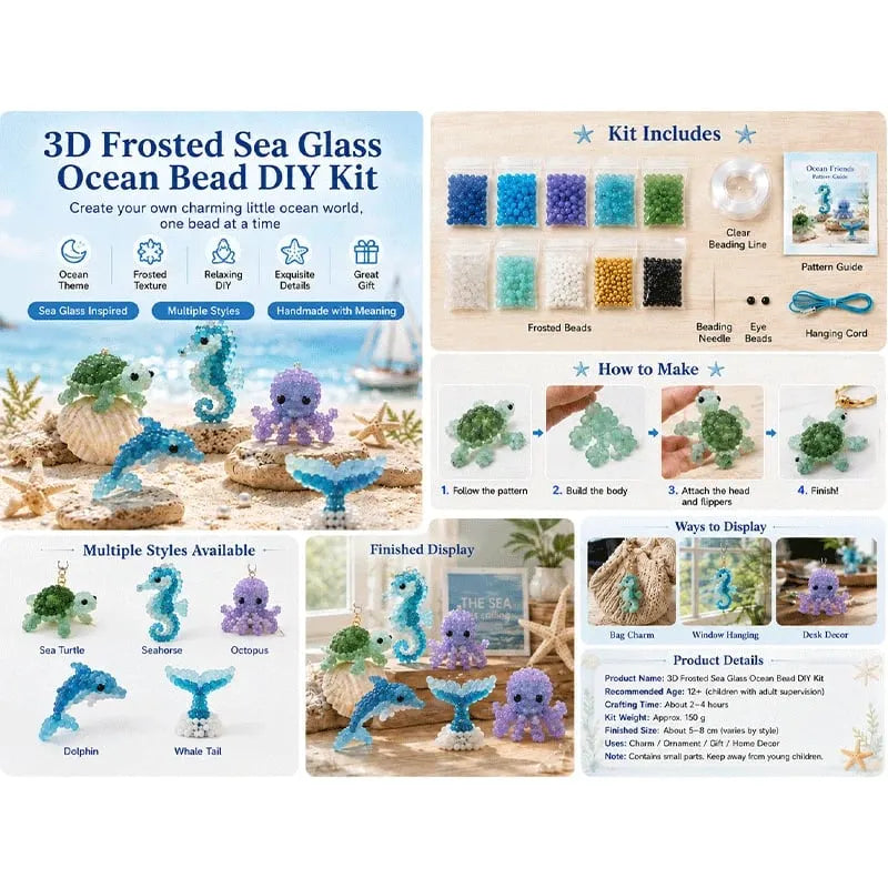 🐳 Frosted Sea Glass-Style Beading DIY Kit✨