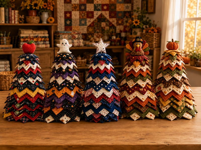 🎄Americana Christmas Tree Quilt Kit – Easy Layered Fabric Holiday Décor for Quilting Lovers