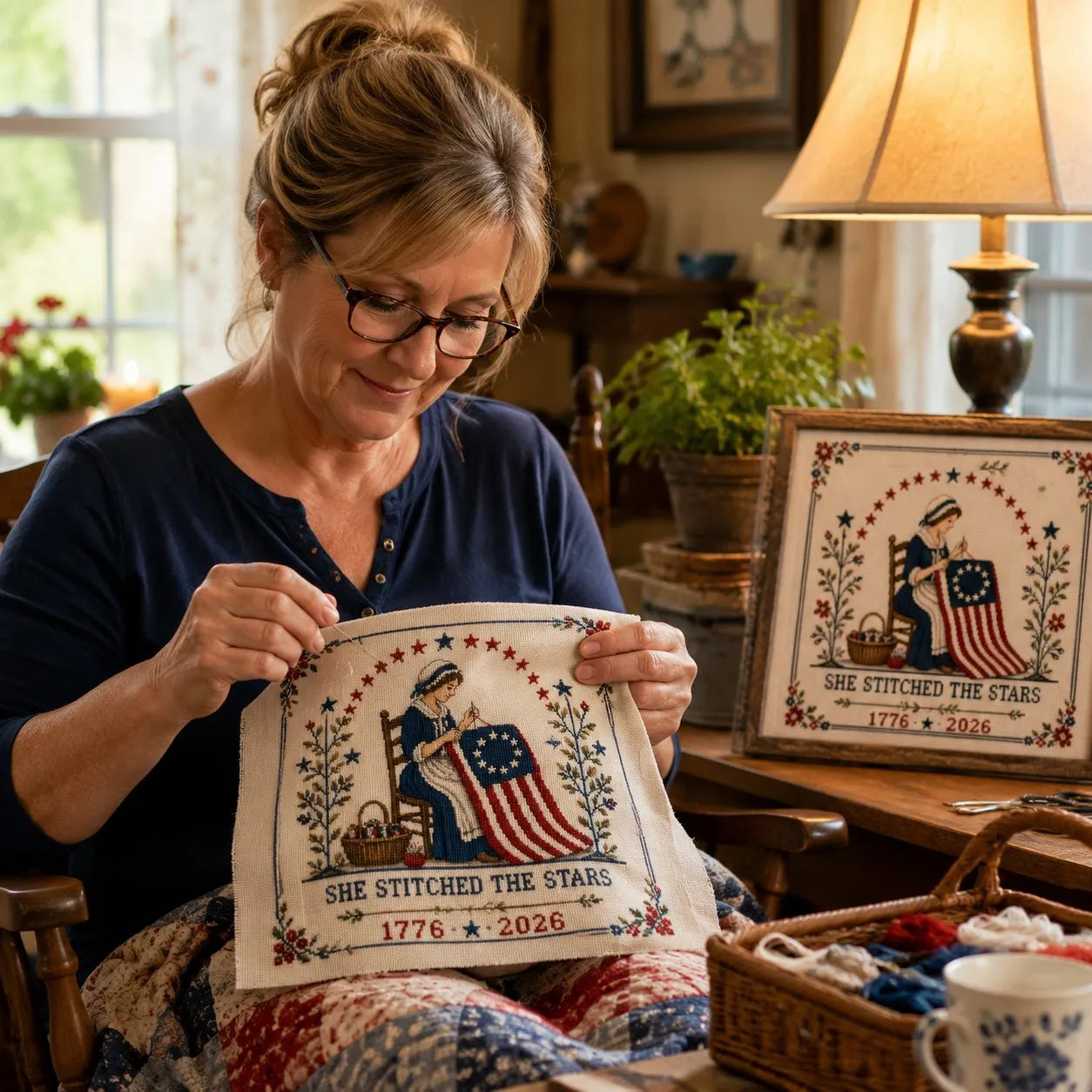 🔥us 250th Anniversary 49% OFF - 🪡 She Stitched The Stars Commemorative Cross Stitch Kit