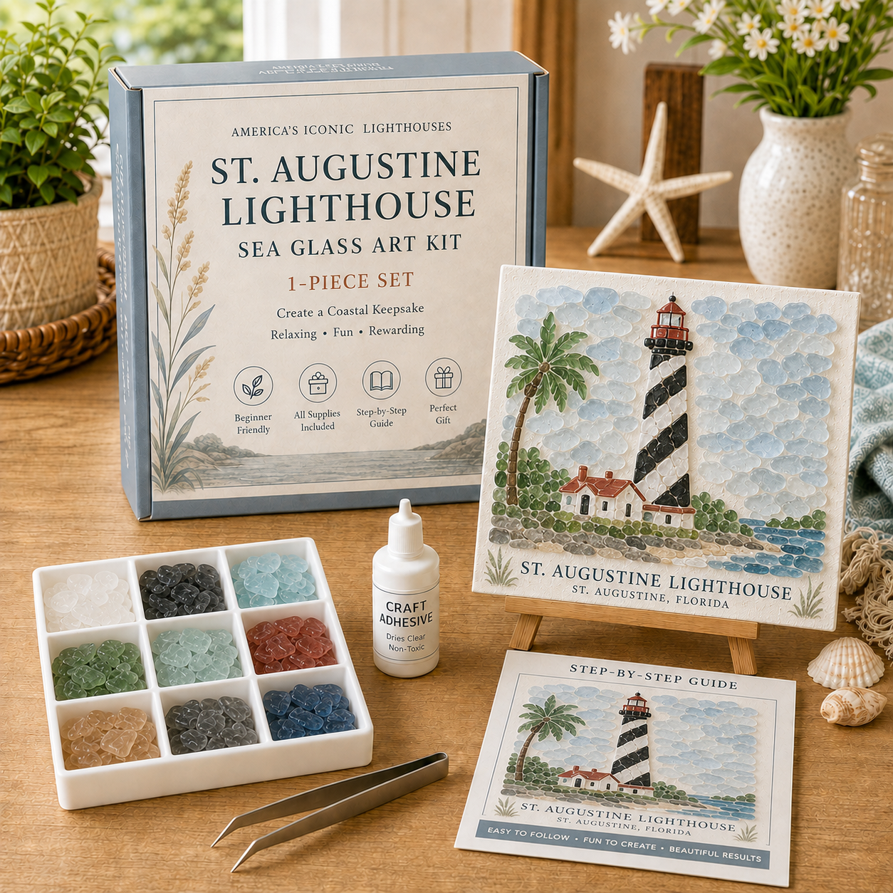 🌊 America’s Iconic Lighthouses Sea Glass Art Kit
