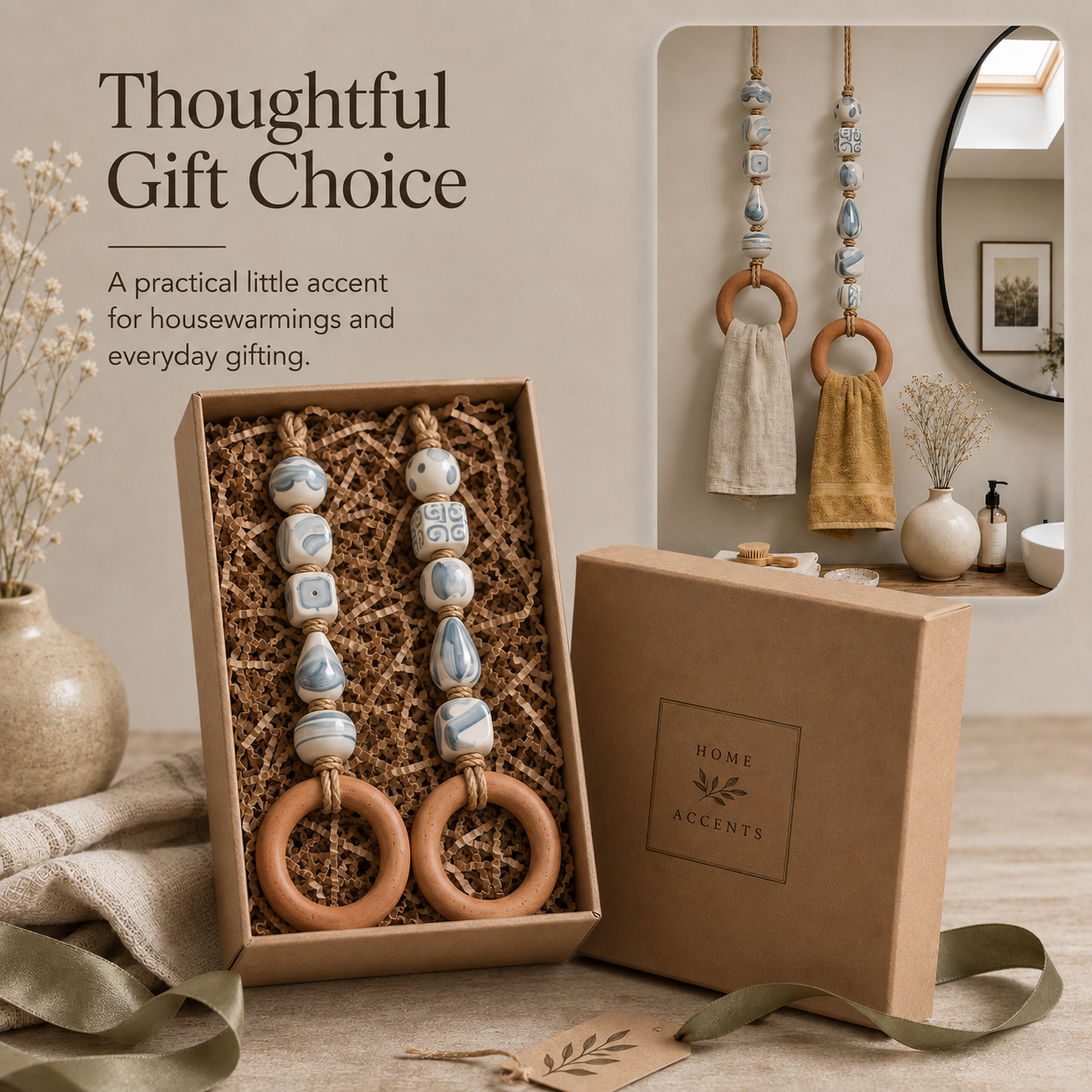 š„LAST DAY 58% OFF-2027 FellimeĀ®Decorative Beaded Towel Hanger with Wooden Ring