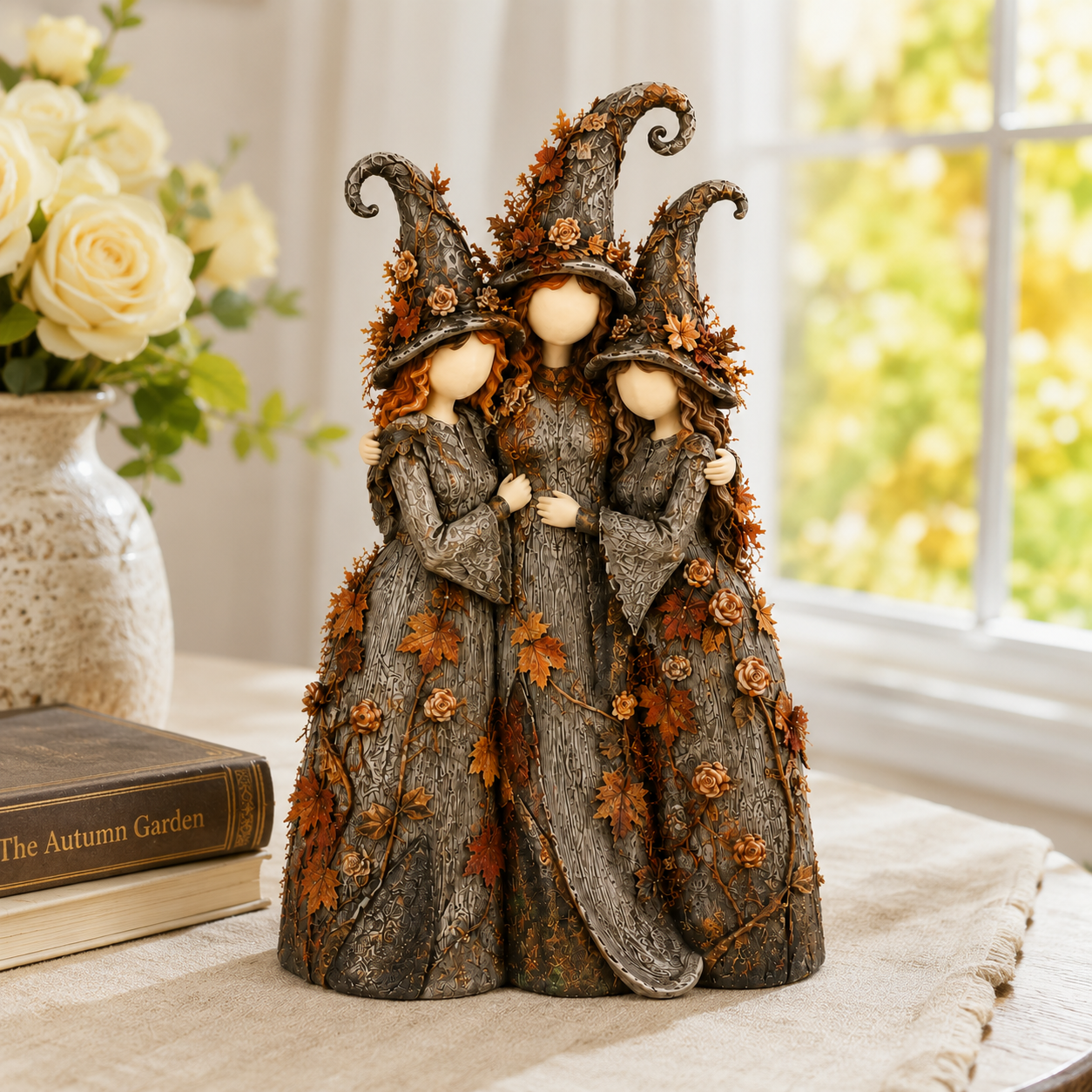 🍂Vintage Autumn Witch Sisters Sculpture