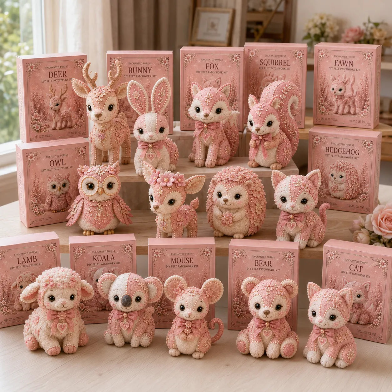 ๐Pink Woodland Friends DIY Felt Sewing Kit โ Make Your Own Cute Animal
