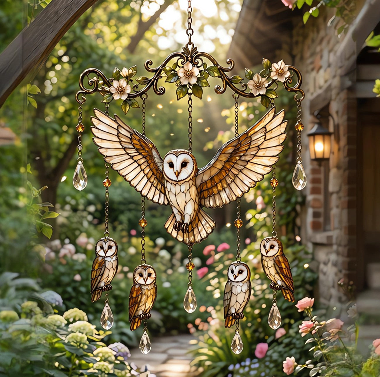 🐦Stained Hummingbird Wind Chime – A Heavenly Melody for Your Garden