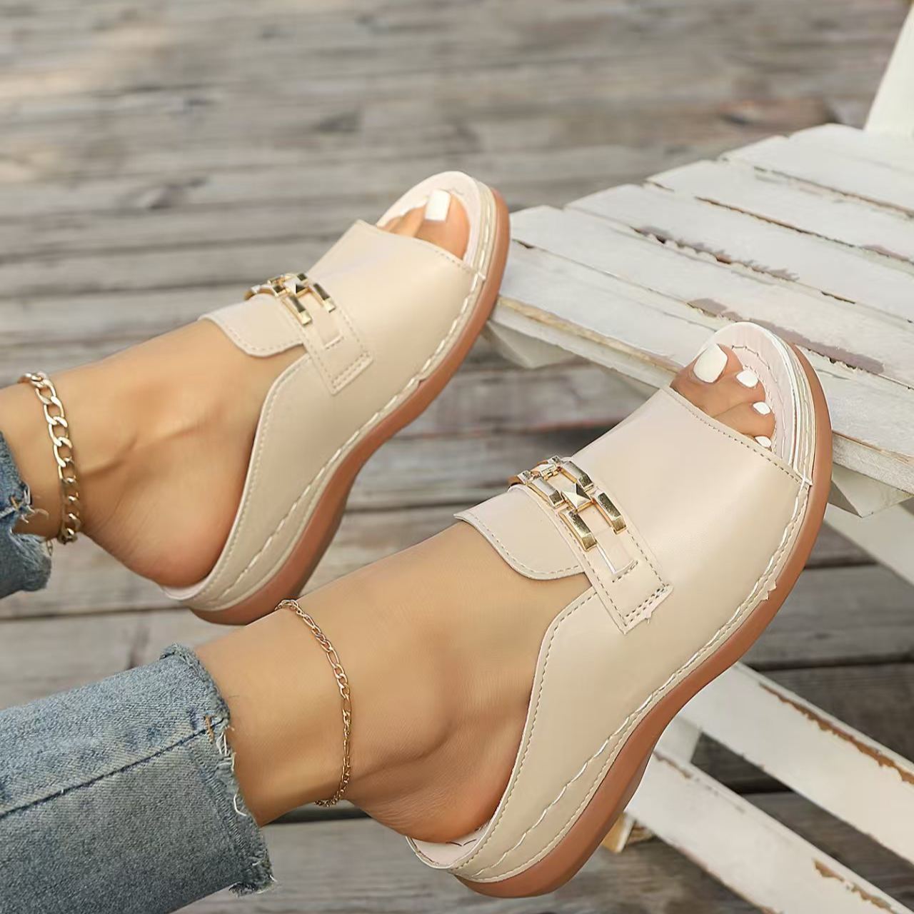๐ Last Day Special: 70% OFF ๐Newly upgraded women's wedge-heeled platform orthotic slippers