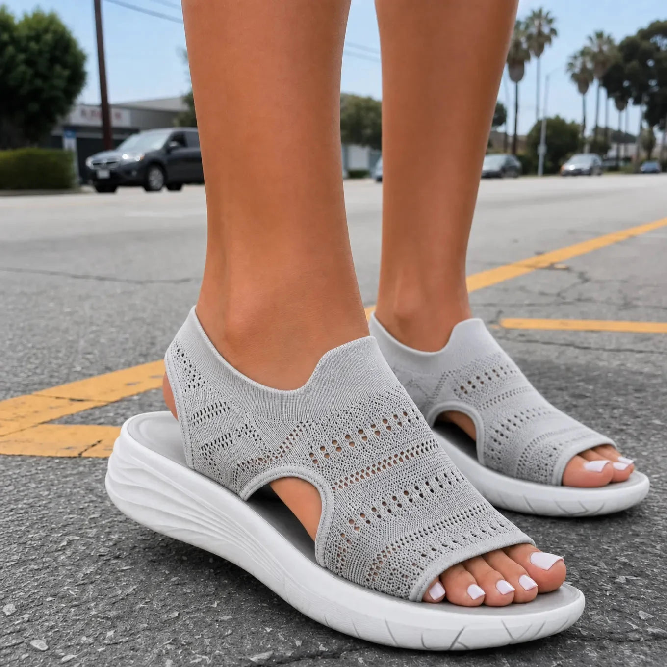 Loomhe– Knit Platform Comfort Sandals for Women
