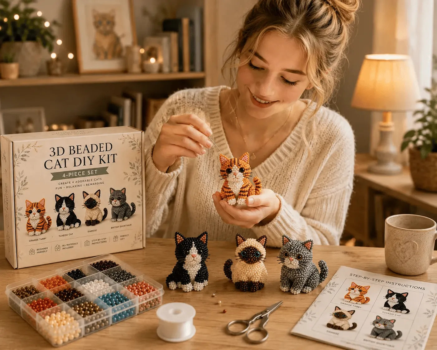 🐱 Create 4 Adorable Beaded Cats Yourself