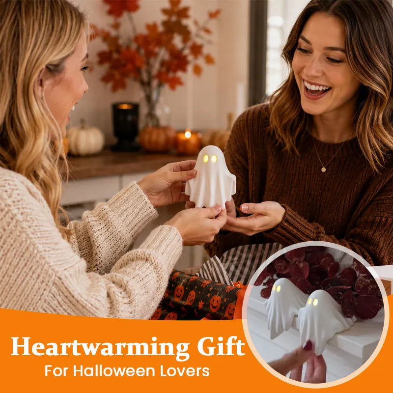 Luminous Ghost Ornament – Cute LED Halloween Tabletop Decor for Mantel, Shelf & Entryway