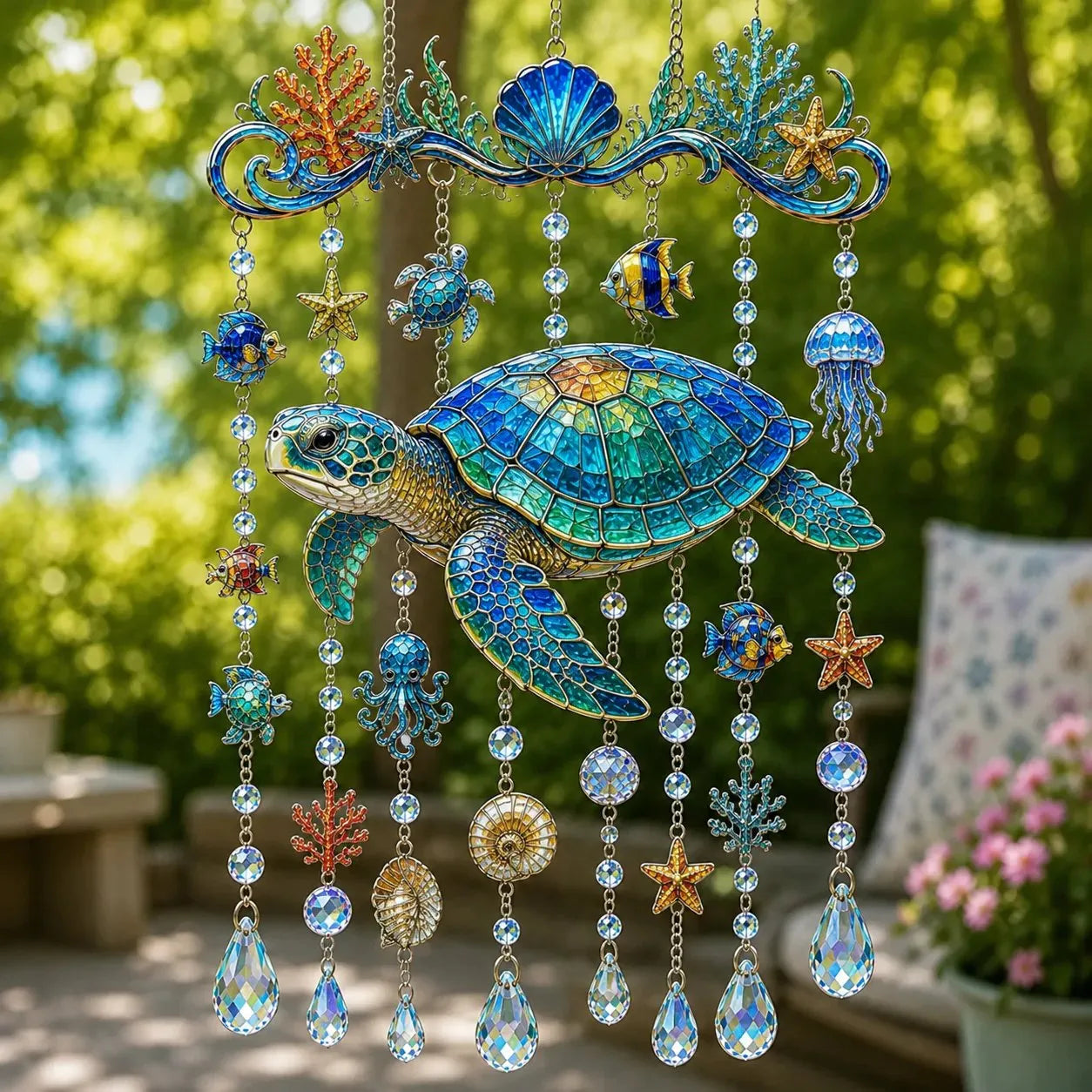 🐋 Ocean-Themed Crystal Wind Chime – Bring the Ocean Glow to Your Garden (📦Buy 2 Free Shipping)