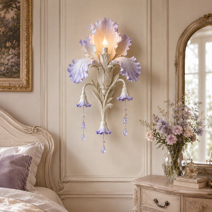 Enchanted Iris Bloom Wall Sconce