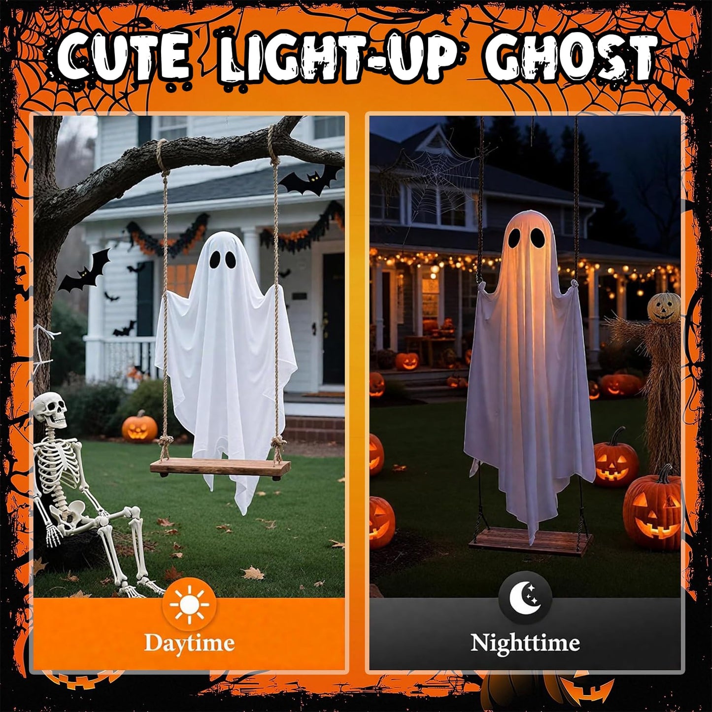 5FT Hanging Porch Ghost Halloween Decor