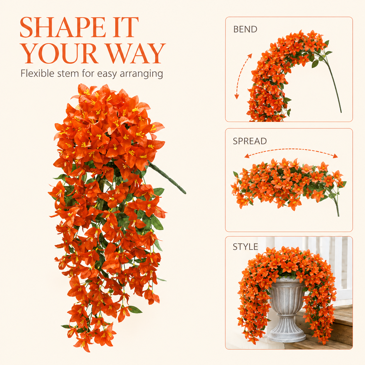 Artificial Hanging Flowers Plants for Outdoors Decor