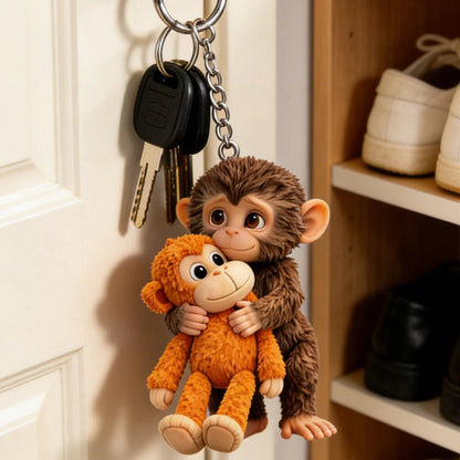 🐵💕Viral Punch Monkey Hugging Monkey Keychain - Emotional Gift for Animal Lovers, Family, Friends, Loved Ones🎁