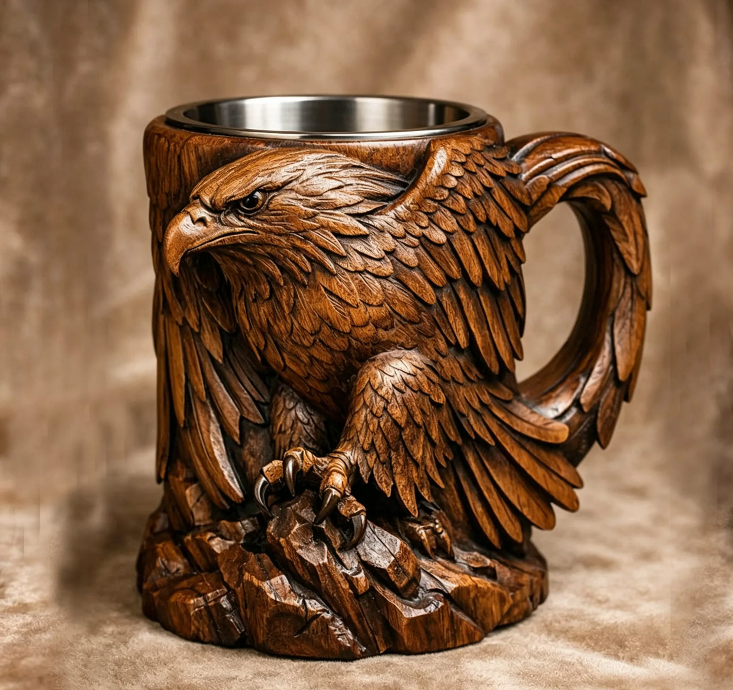 🐯 3D Carved Animal Wooden Texture Beer Mug | Vintage Resin Sculpted Wildlife Drinking Cup