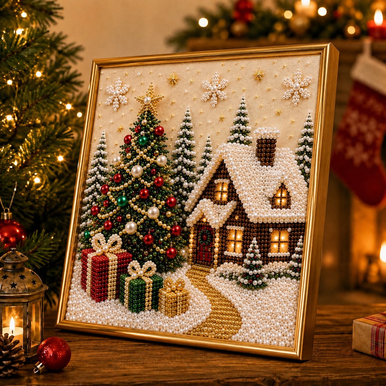 🎄🎅 Premium 3D Pearl Christmas Wall Art Kit