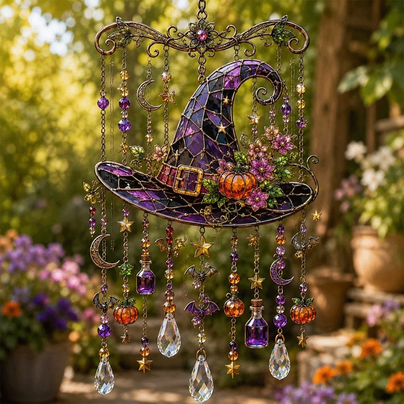 👻🎃 Halloween-Themed Crystal Wind Chime – Bring Spooky Magic to Your Garde