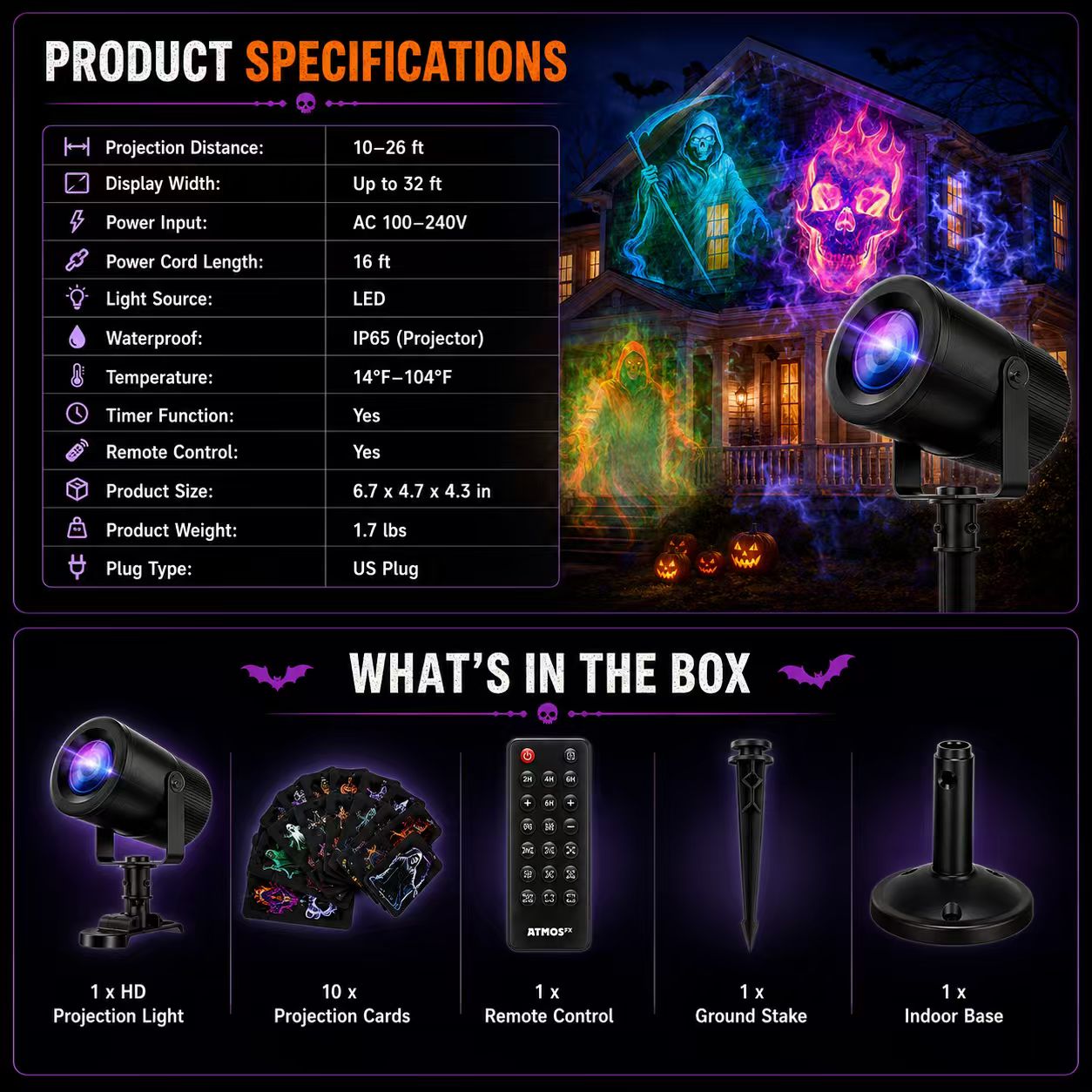 🎃32FT HD Halloween Projector | That Disappoint Your Halloween Party | 10 Unique HD Projection Patterns