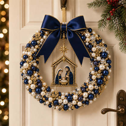 Nativity Pearl Christmas Wreath