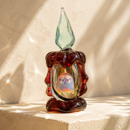 Tiny Ghost in a Glass Candle – Sun-Catching Collectible Figurine
