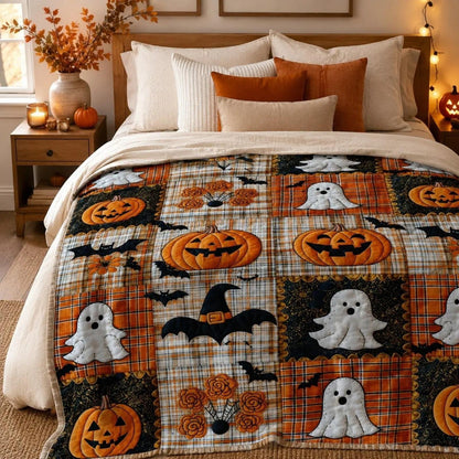 🎃🔥Halloween Pumpkin & Bat Flannel Throw Blanket, Soft Lightweight Cozy Blanket for Sofa & Bed(✨Buy 2 Free Shipping)