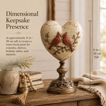 Vintage Distressed Heart Pedestal Sculpture