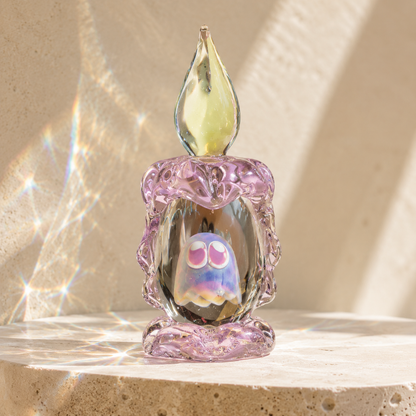 Tiny Ghost in a Glass Candle – Sun-Catching Collectible Figurine