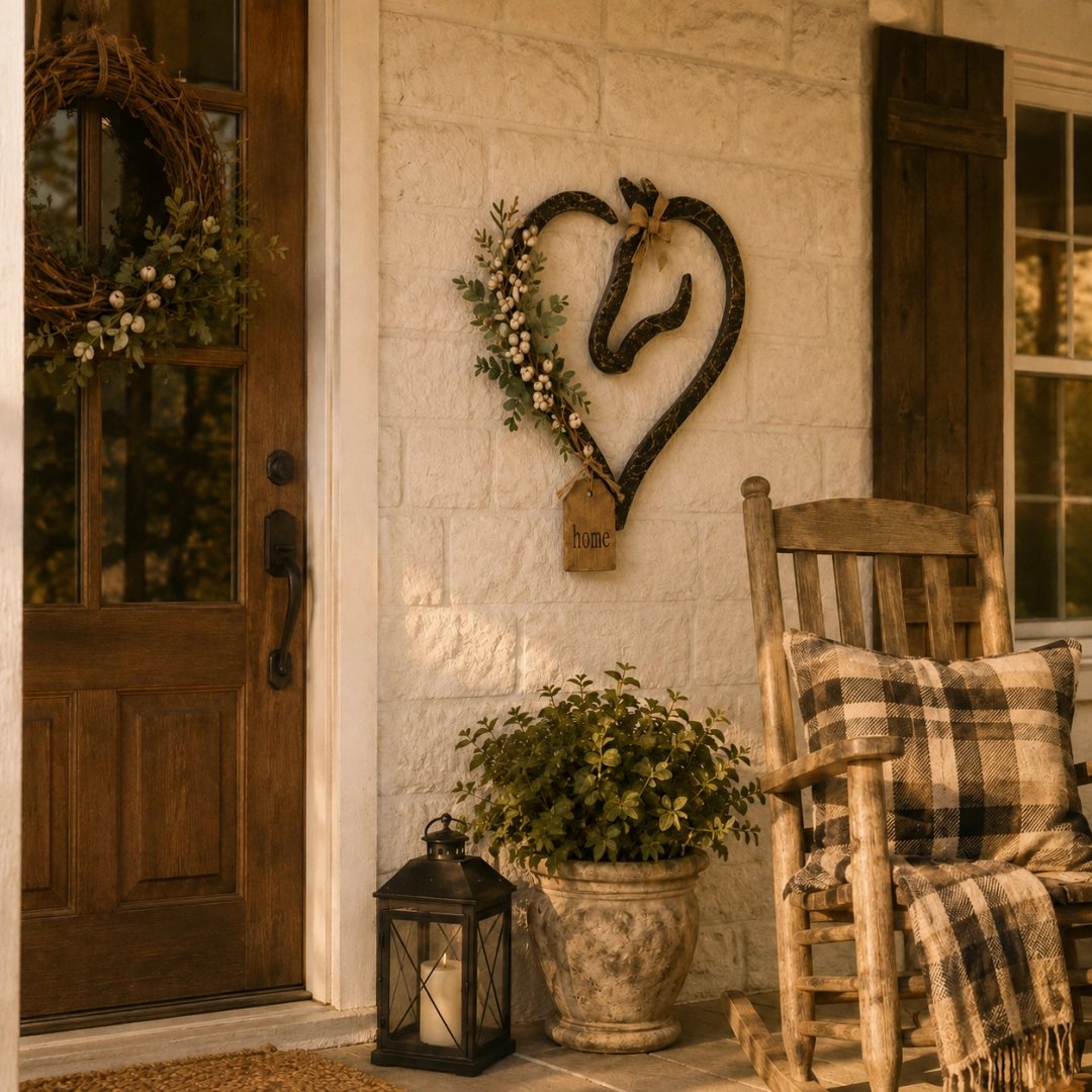 🐎🏠Horse Lover’s Heart Wall Decor – Rustic Equestrian Accent with Greenery