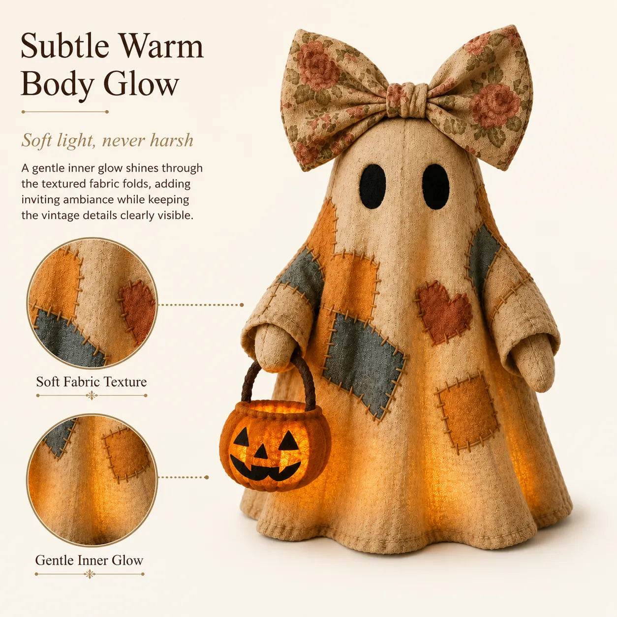 Last Day 70% OFF👻Lighted Vintage Patchwork Ghost