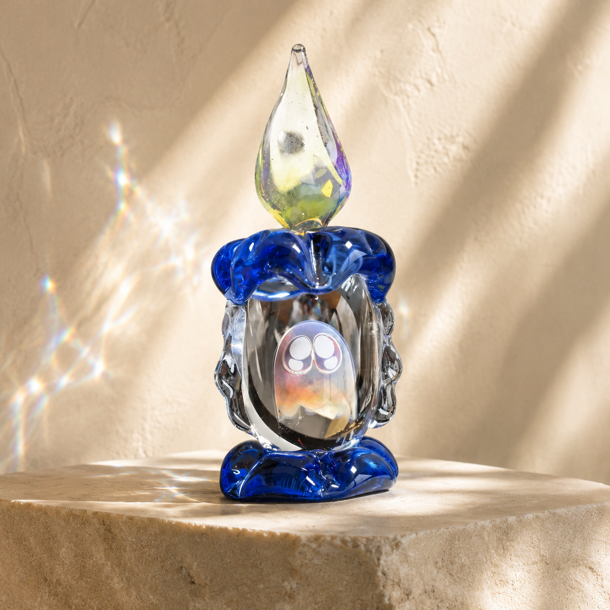 Tiny Ghost in a Glass Candle – Sun-Catching Collectible Figurine