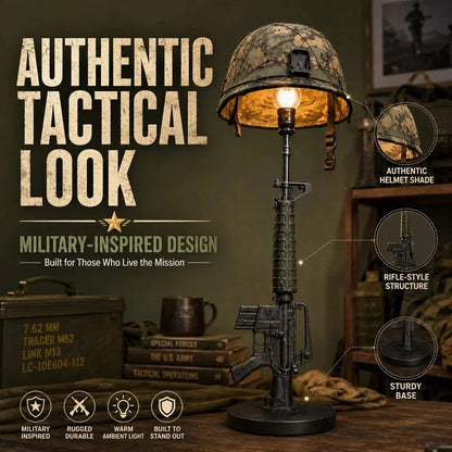 Tactical Rifle & Helmet Table Lamp with Trigger Switch
