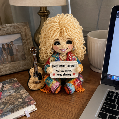 Little Emotional Support Friend – Handmade Crochet Encouragement Doll with Mini Guitar