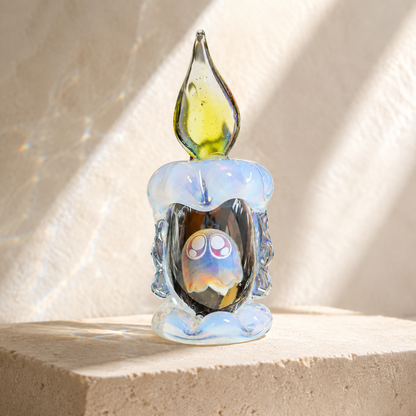 Tiny Ghost in a Glass Candle – Sun-Catching Collectible Figurine