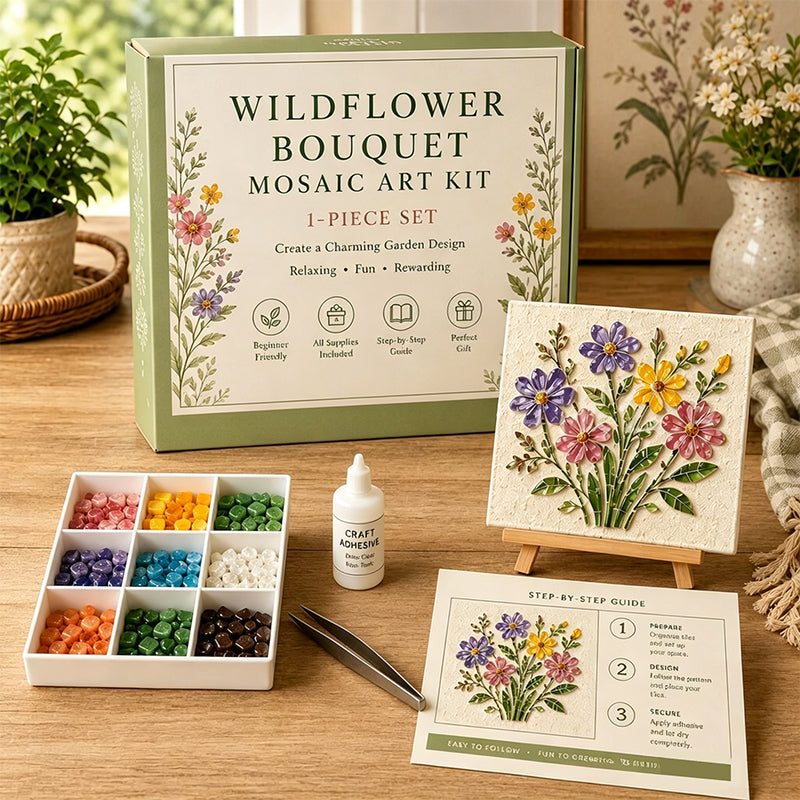 Vintage Watering Can Mosaic Art Kit – DIY Floral Garden Themed Craft, Handmade Indoor & Outdoor Wall Decor