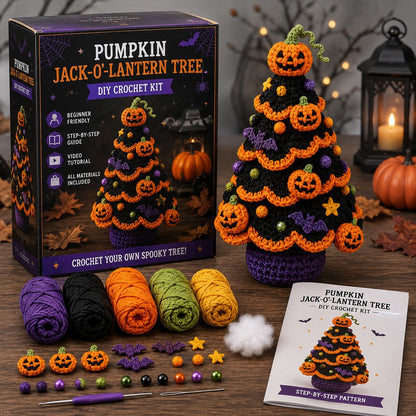 🎃Halloween Tree DIY Crochet Kit | All-In-One Kit for a Layered 7-Inch Spooky Tabletop Decoration 🧶👻✨