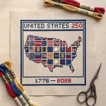 🔥HOT SALE 49% OFF✨🦅🇺🇸 America 250 Years Independence Day Cross Stitch Diy Kit🧵