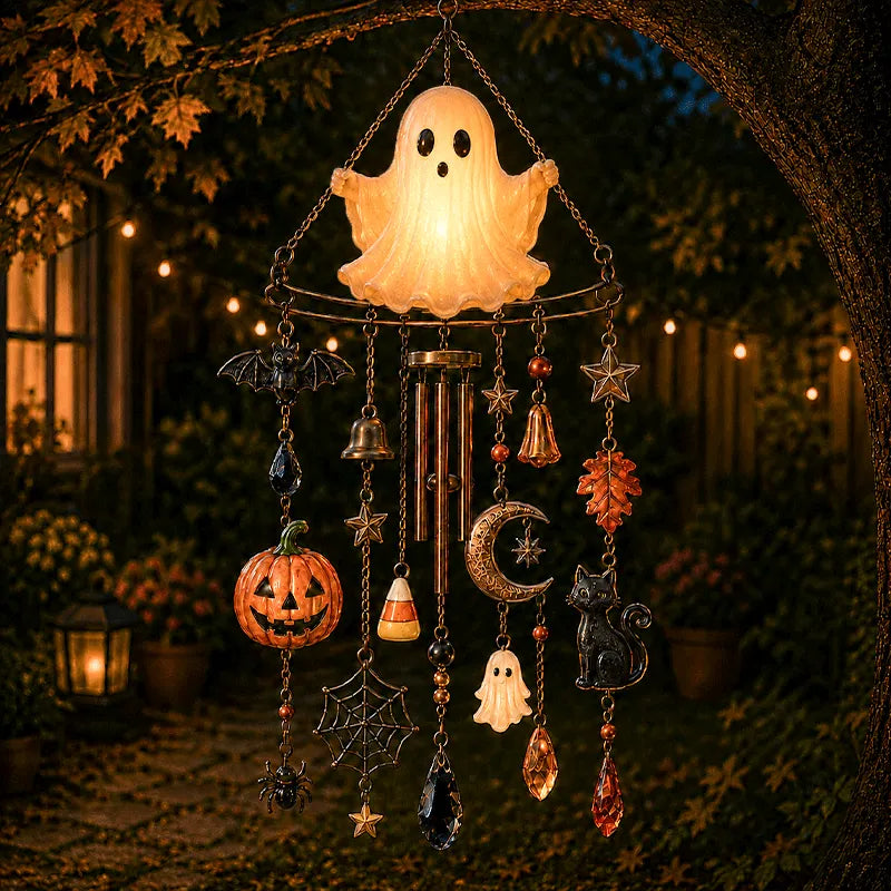 👻 Glow-in-the-Dark Ghost Halloween Wind Chime
