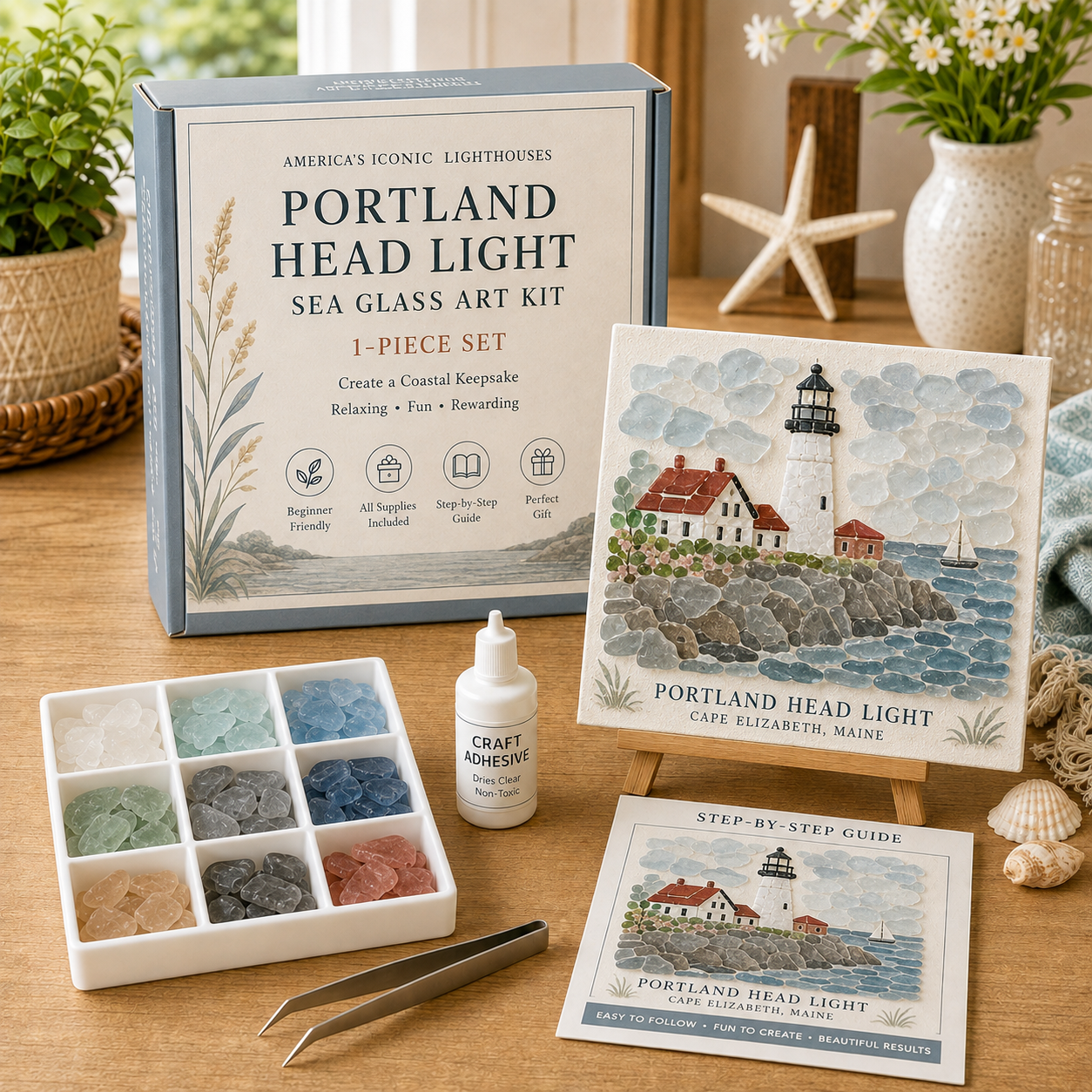 🌊 America’s Iconic Lighthouses Sea Glass Art Kit