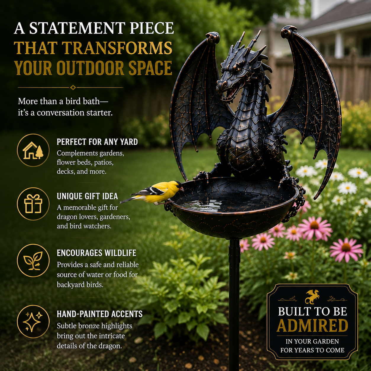 Dragon Bird Bath & Feeder