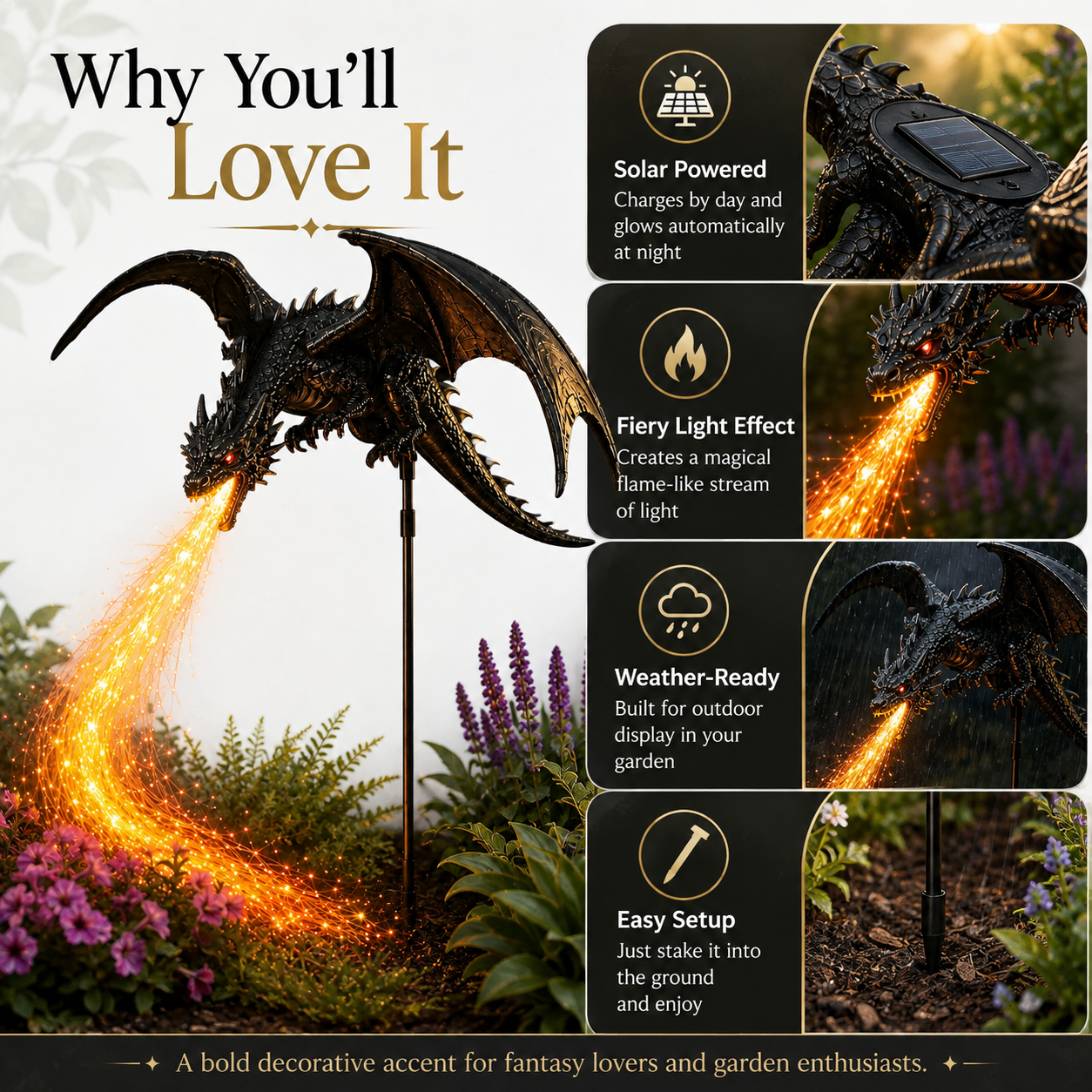 2027 Fellime®Dragon’s Ember Solar Garden Decor