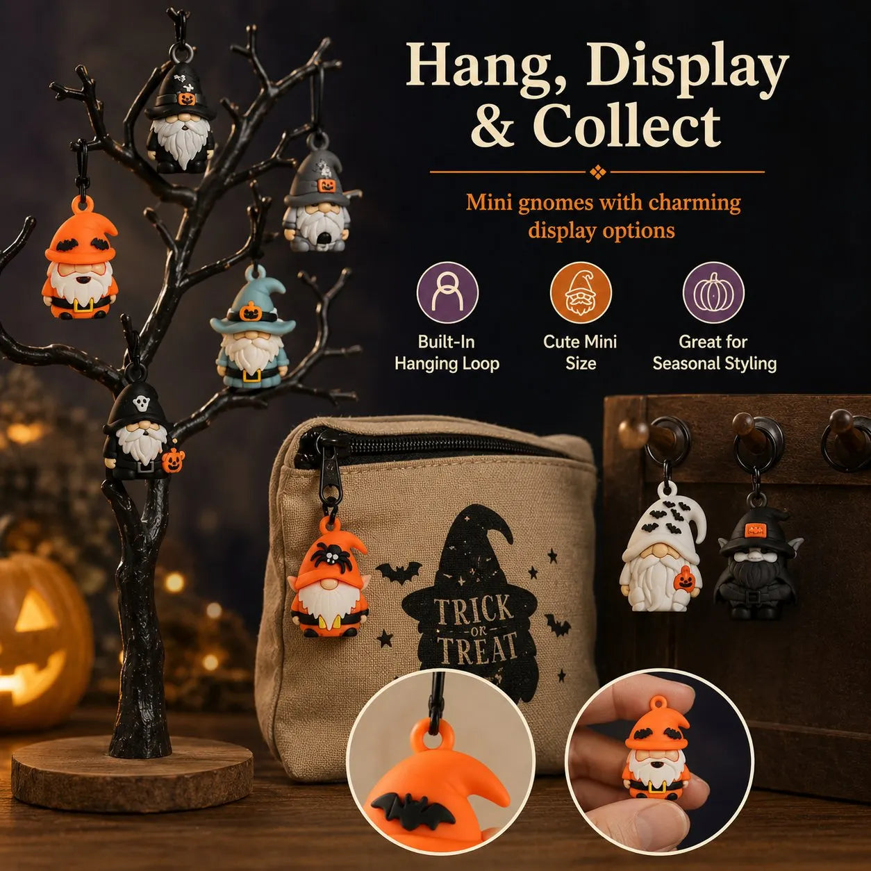 🎁24 unique mini gnomes to collect🎃24 Days of Halloween Gnome Surprise Figures Advent Calendar Box