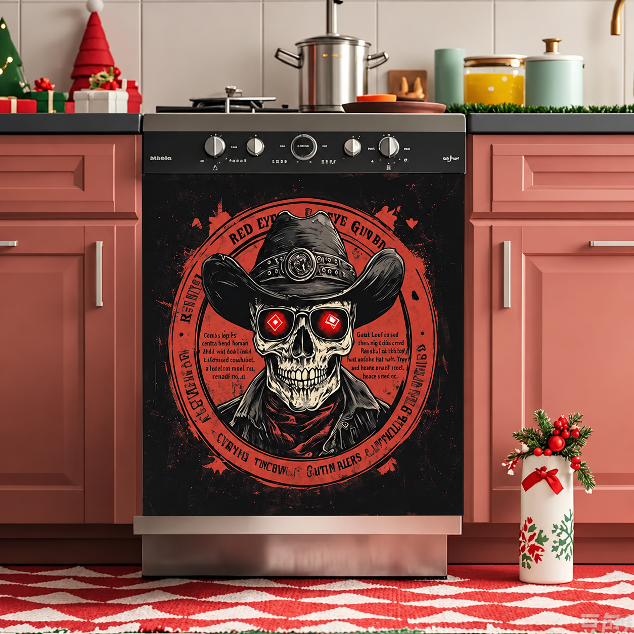 Reusable Halloween-Themed Magnetic Dishwasher Cover – Kitchen Decor for a Spooky Atmosphere