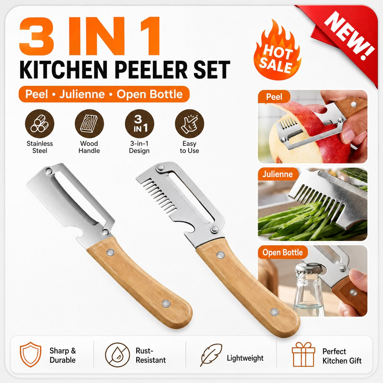 🥗🔪3-in-1 Multifunctional Vegetable Peeler