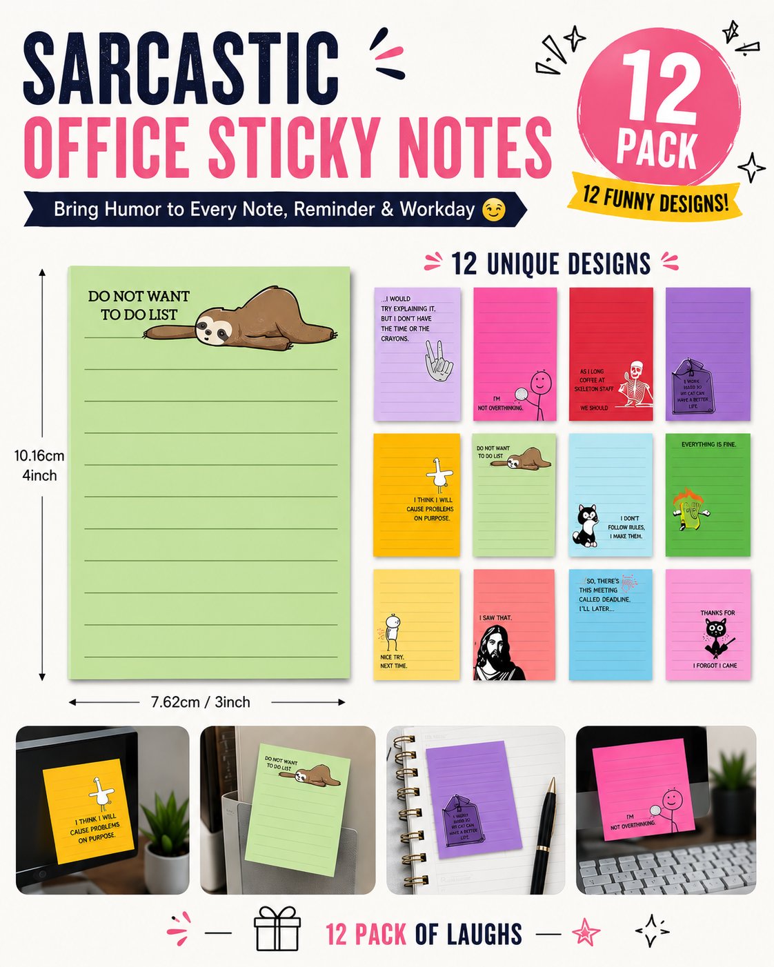 💼😂 12 Funny Sticky Notes for the Office – Because Every Desk Needs a Little Attitude