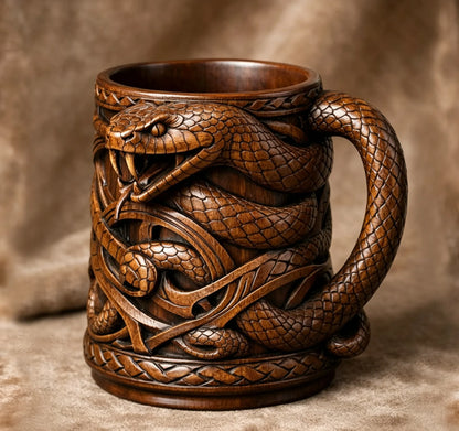 🐯 3D Carved Animal Wooden Texture Beer Mug | Vintage Resin Sculpted Wildlife Drinking Cup