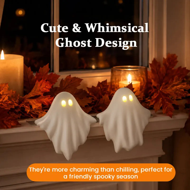 Luminous Ghost Ornament – Cute LED Halloween Tabletop Decor for Mantel, Shelf & Entryway
