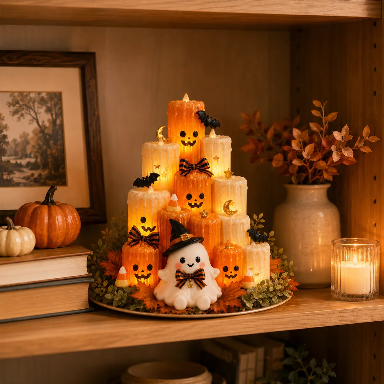 Cozy Lighted Halloween Ghost Centerpiece