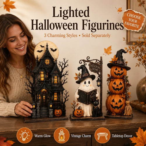 🧙🖤Lighted Halloween Haunted House & Character Figurine Collection