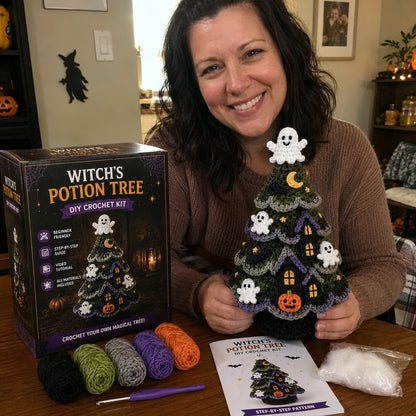 🎃Halloween Tree DIY Crochet Kit | All-In-One Kit for a Layered 7-Inch Spooky Tabletop Decoration 🧶👻✨